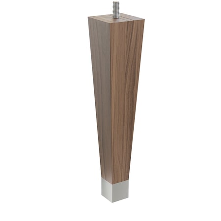 9 Square Tapered Leg With Bolt And 1 Chrome Ferrule - Walnut